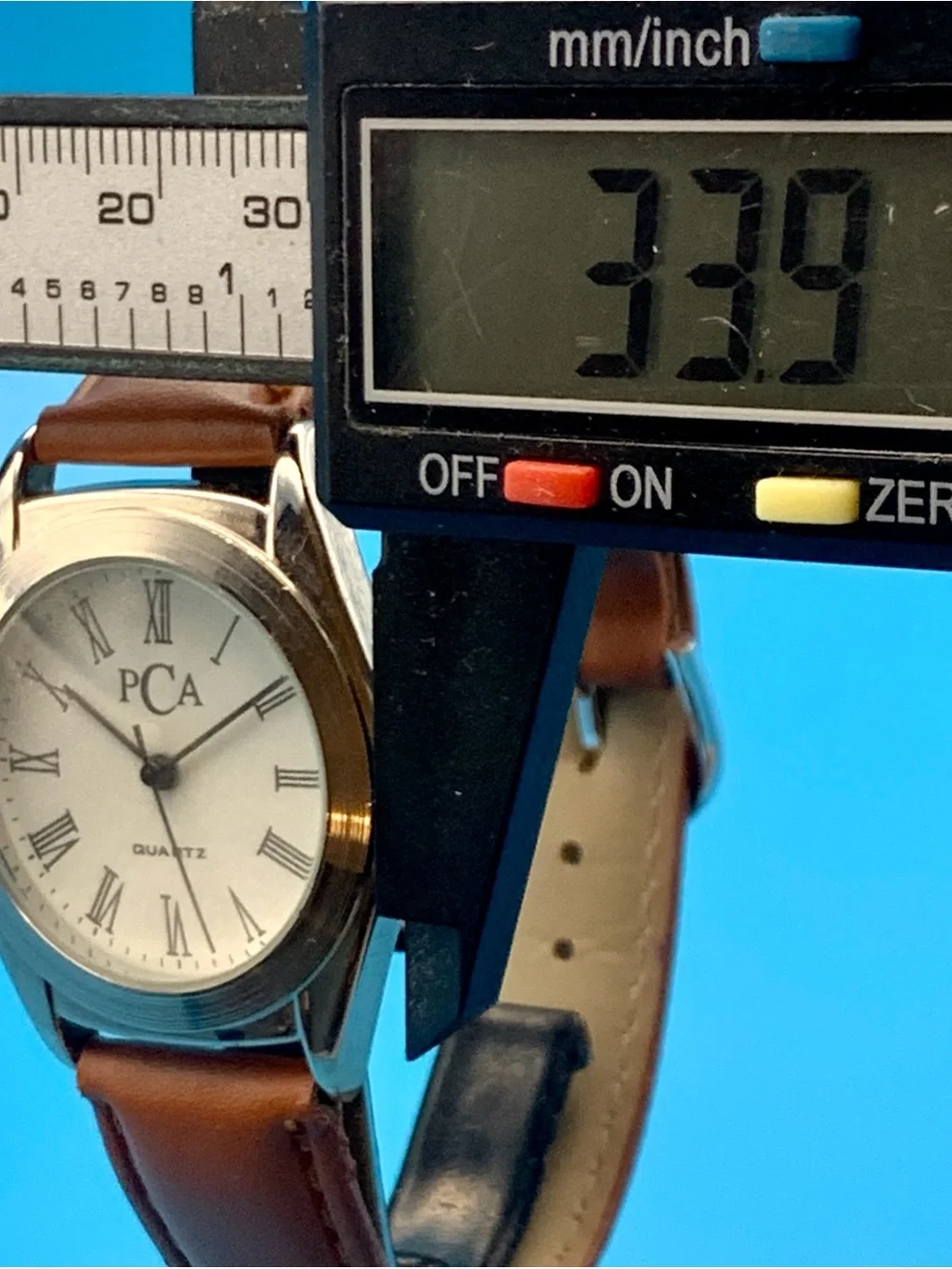 PCA Women’s Swiss Parts Quartz Wristwatch Faux Leather Strap Working New Battery